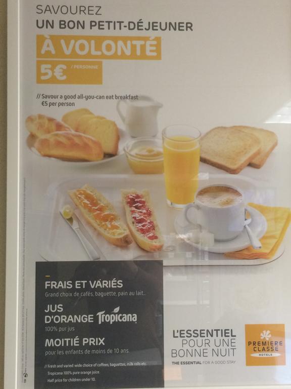 Premiere Classe Evreux Évreux Exterior foto Breakfast menu